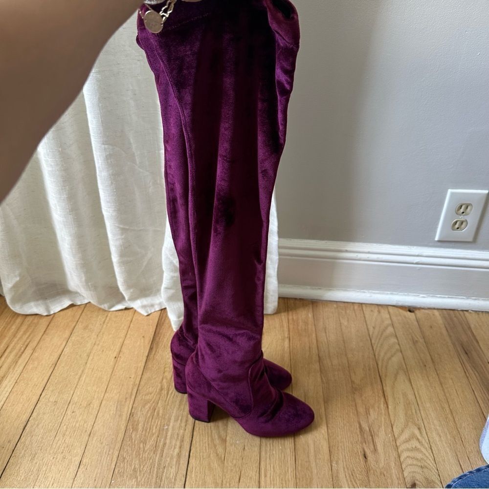 AQUAZZURA So Me Eggplant Purple Over the Knee Heel Boots - Picture 8 of 13
